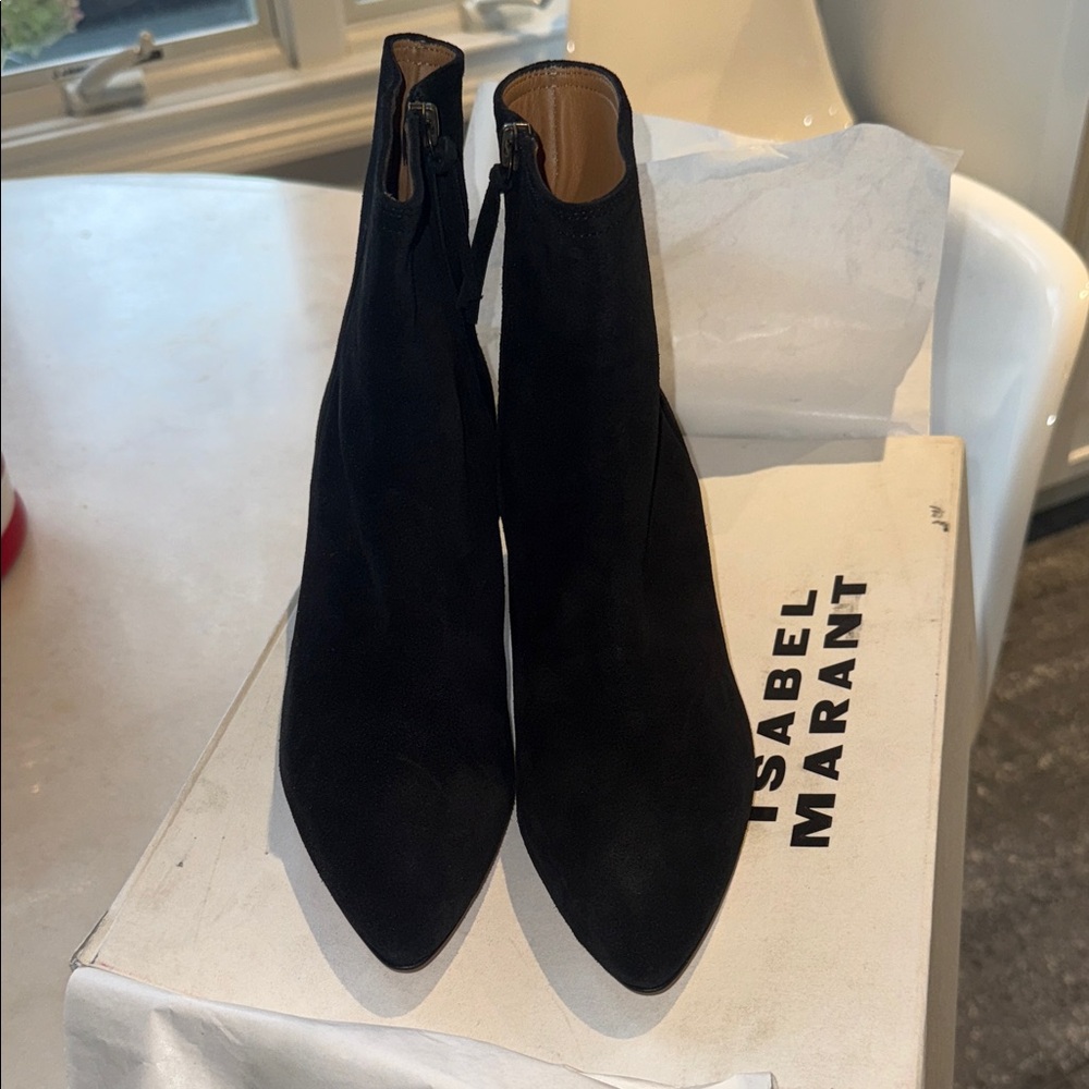 NIB Isabel Marant Black Suede Heeled Boots - Picture 9 of 10